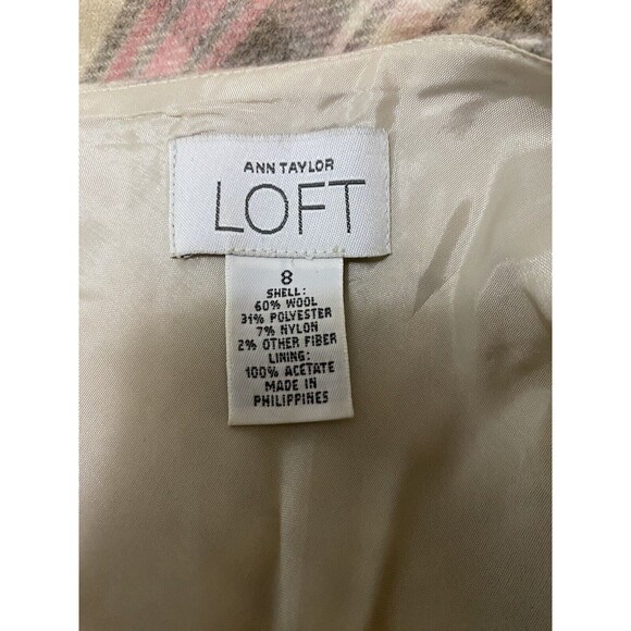 Loft Plaid Wool Blend Skirt Size 8 - Picture 3 of 4